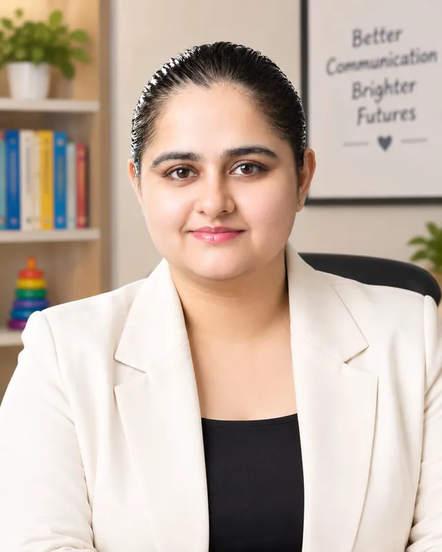 Dr. Srishti Tripathi, Founder and Director of Active Little Minds, smiling in her office.